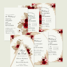 Burgundy Roses & Pampas Grass Wedding Collection