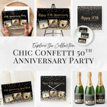 Chic Gold Silver Confetti Wedding Anniversary