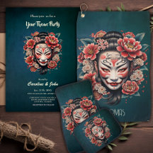 Japanese mask decorated with flowers.