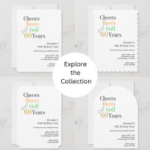 60th birthday golf cheers beers minimal invites