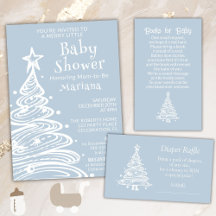 Christmas Tree Blue Boy Baby Shower Supplies