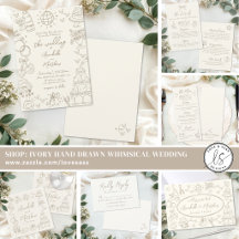 Elegant Whimsical Ivory Hand Drawn Wedding