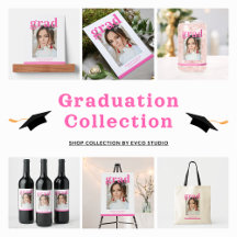 Photo Graduation Party Elegant Modern Script Pink