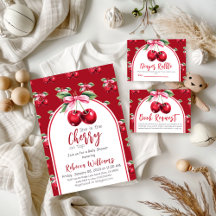 Cherry Red Coquette Bow Girl Baby Shower Party