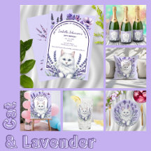 Elegant Lavender and Cat Birthday