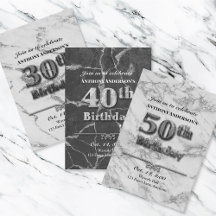 Marble Milestone Birthday Party Invites