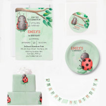 Birthday of a ladybug on a meadow watercolor