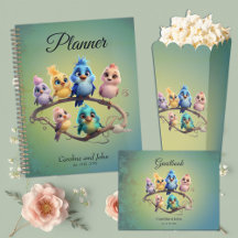 A cute cartoon bird parade in vibrant colors. 