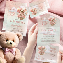 Teddy Bear Balloons Girl Bearly Wait Baby Shower