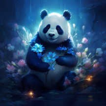 Carte Postale Panda lumière bleue