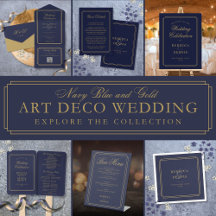 Navy Blue And Gold Classic Deco Wedding Collection