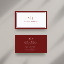 Minimalist Maroon Red Two Monogram 