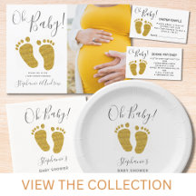 Gold Glitter Baby Feet Gender Neutral Baby Shower 
