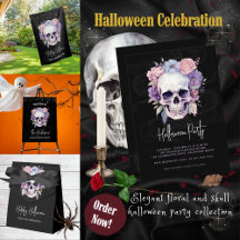 Elegant Floral & Skull Gothic Halloween Party 