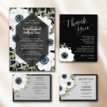 BLACK AND WHITE ANEMONES WEDDING COLLECTION