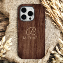 Wood Grain Timber With Personalized Monogram Name