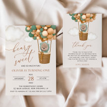 Bear and Green Balloons Birthday Collection