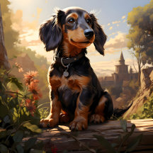 Dachshund On A Log
