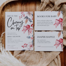 Cherry on Top Pink Bow Coquette Baby Shower
