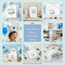 Pastel Blue Race Car Little Racer Boy 1s Birthday 