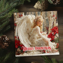Vintage Victorian angel Christmas cards #66A 