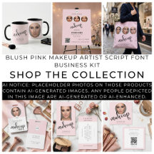 Blush Pink Makeup Artist Script Font Business Kit