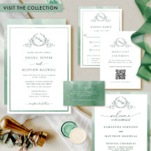 Green Watercolor, Botanical Monogram Wedding