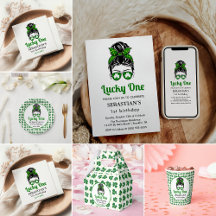 Messy Bun Lucky One 1st Birthday Girl Collection