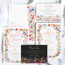 Modern chic boho bright wild flowers summer 