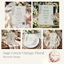 Sage Green Vintage Botanical Wedding Suite