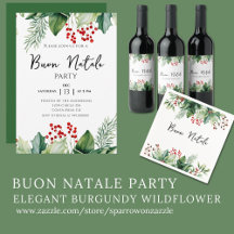 Elegant Watercolor Buon Natale Party Suite