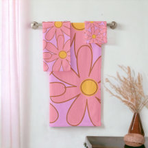 Preppy Hippie Pink Purple Flower Pattern HomeDecor