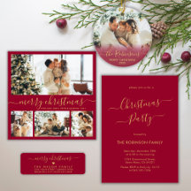 Best Selling Red Gold Christmas Photo Cards