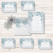 Dusty Blue Snowflake Modern Suite Cards