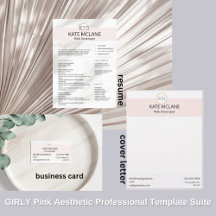 GIRLY Pink Aesthetic Business Stationery Template