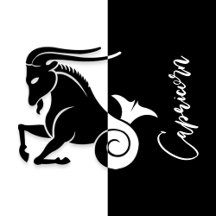 Capricorn Zodiac Sign, Black & White