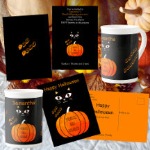 Kids Halloween Black Cat Pumpkin Trick or Treat