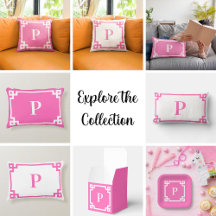 Monogrammed Hot Pink Greek Key Gifts for Her