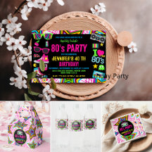 Custom Retro Neon 80's Birthday Party