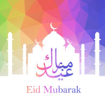Colorful Rainbow Polygonal Eid Mosque