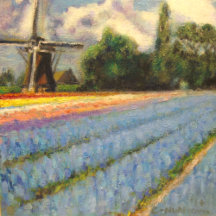 Tulip & Hyacinth Flowers Floral Landscape Triptych