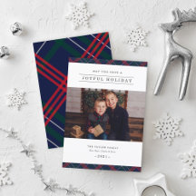 Classic Navy Tartan Holiday Card