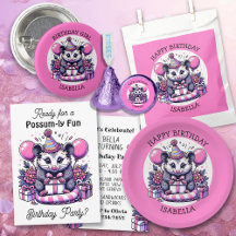 Cute Pink and Purple Possum Girl's Birthday Party