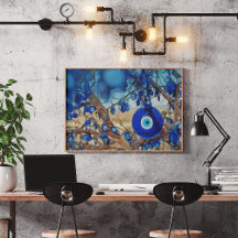 Watercolor of Tree Decorated with Nazars