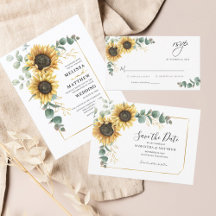 Sunflower Eucalyptus Geometric Wedding Suite