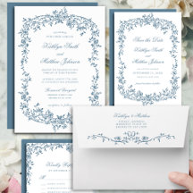 Dusty Blue Vintage Floral Wedding