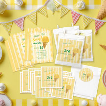 Yellow Ice Cream Kid's Summer Birthday Party