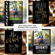 Best Selling Men's 70th Birthday Party Invitations