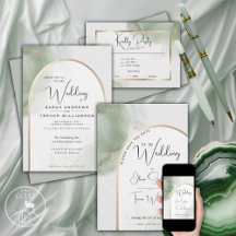 WEDDING   Sage Abstract Watercolor Marble
