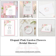 Elegant Pink Garden Flowers Bridal Shower